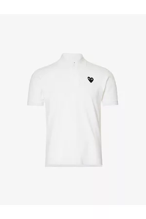 Comme des Garçons Heart-print Ribbed-trim Cotton Polo Shirt