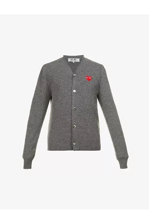 Comme des Garçons Heart-embroidered Wool Cardigan
