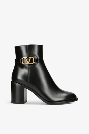 VALENTINO GARAVANI Vlogo Logo-plaque Leather Heeled Ankle Boots