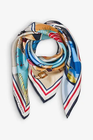 ASPINAL OF LONDON Pool Side Graphic-print Silk-twill Scarf