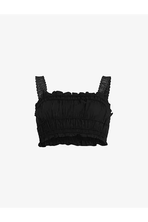AllSaints Alex Logo-embroidered Square-neck Cotton Top