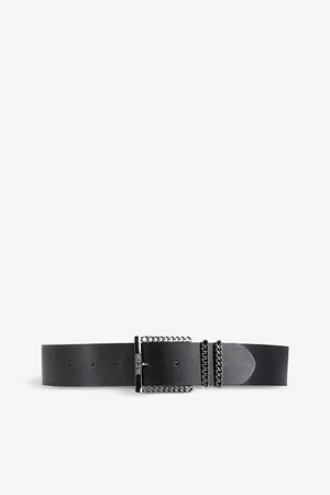 The Kooples Chain-embellished Logo-embossed Leather Belt