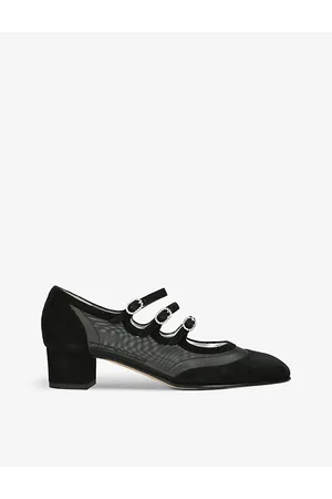 Carel Knight Diamante-embellished Leather and Mesh Mary Janes
