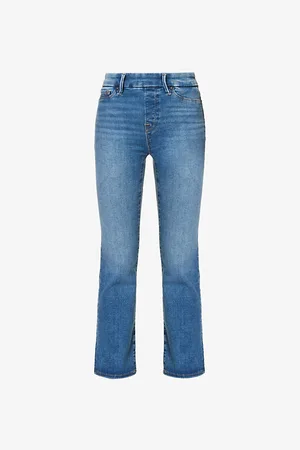 GOOD AMERICAN Pull on Straight Faded-wash High-rise Stretch-denim Jeans