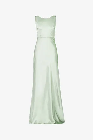 Six Stories Cowl-back Sleeveless Satin Maxi Dress
