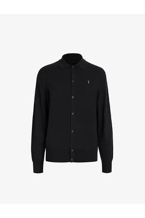 AllSaints Kilburn Ramskull-embroidered Wool and Recycled Polyamide-blend Cardigan