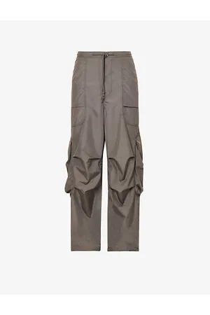 Gucci Brand-panel Side-epaulette Relaxed-fit Wide-leg Cotton Cargo Trousers  in Green for Men