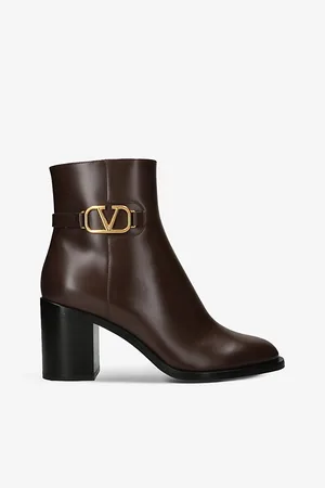 VALENTINO GARAVANI Vlogo Logo-plaque Leather Heeled Ankle Boots