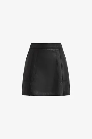Reiss Edie Seam-panelled Leather Mini Skirt