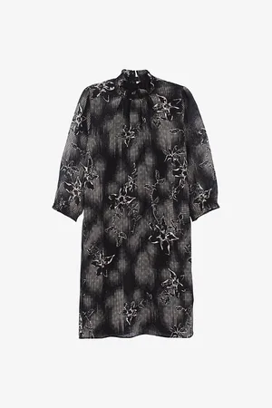 IKKS Floral-print Ruffle-collar Woven Mini Dress