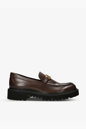 VALENTINO GARAVANI Vlogo Logo-embellished Leather Loafers