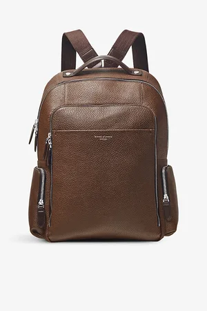 ASPINAL OF LONDON Reporter Logo-embossed Zipped Grained-leather Backpack