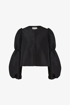 By Malina Zoey Balloon-sleeve Satin Blouse