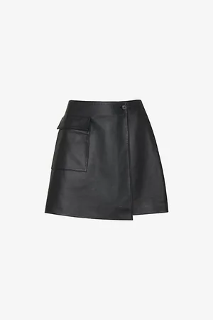 Whistles High-rise Wrap Leather Mini Skirt