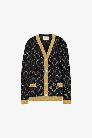 Gucci Monogram-pattern Ribbed-trim Cotton-blend Knitted Cardigan