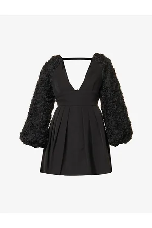 Amy Lynn V-neck Pleated Woven Mini Dress