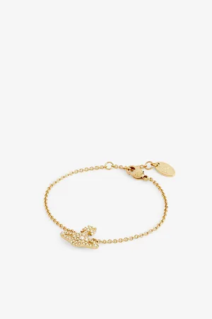 Vivienne Westwood Grace Bas Relief Gold Plated Brass and Swarovski Crystal Bracelet