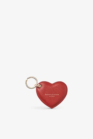 ASPINAL OF LONDON Heart Logo-print Grained-leather Keyring