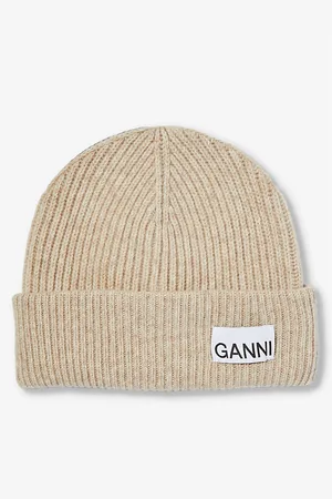Ganni Logo-patch Wool, Recycled-wool and Recycled-polyamide Beanie