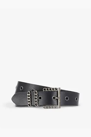The Kooples Chain-embellished Logo-embossed Leather Belt