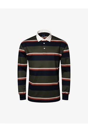 Eton Stripe-print Regular-fit Cotton-piqué Rugby Shirt