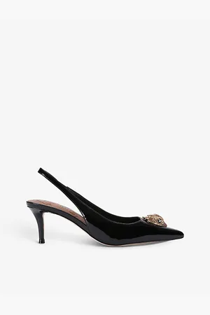 Kurt Geiger Belgravia Crystal-embellished Eagle-head Patent Sling Back Sandals