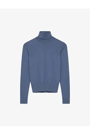 Joseph Roll-neck Ribbed Stretch Cashmere-blend Top