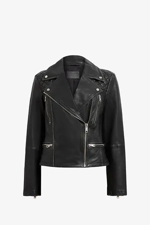 AllSaints Cargo Quilted-shoulder Distressed-leather Biker Jacket
