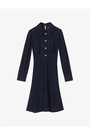 LK Bennett Mira Pearl-embellished Long-sleeve Woven Mini Dress