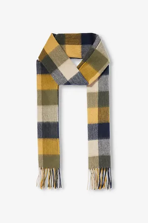 Barbour Checked Tasselled-trim Wool Scarf