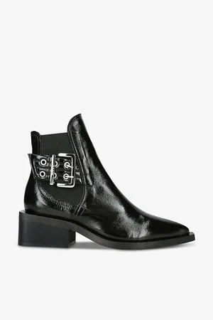 Ganni Buckle-embellished Faux-leather Chelsea Boots