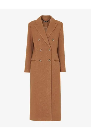 Whistles Point-collar Double-breasted Textured-wool Coat