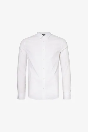 Emporio Armani Regular-fit Curved-hem Stretch Cotton-blend Shirt