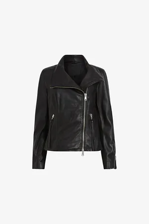 AllSaints Ellis Funnel-neck Slim-fit Leather Biker Jacket