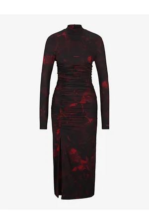 HUGO BOSS Abstract-print Slim-fit Midi Dress