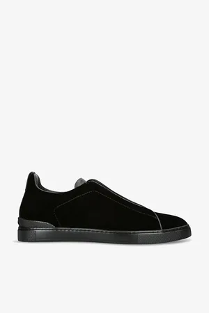 Ermenegildo Zegna Triple Stitch Velvet and Leather Low-top Trainers