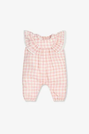 The Little Tailor Gingham-print Cotton-muslin Romper 18-24 Months