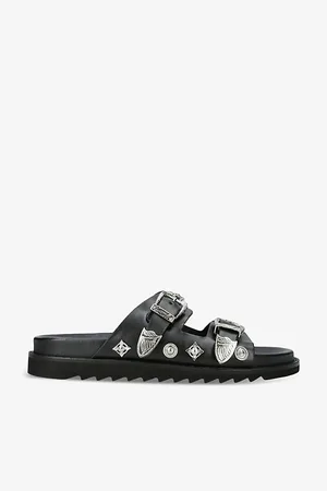 TOGA VIRILIS Stud-embellished Backless Leather Sliders