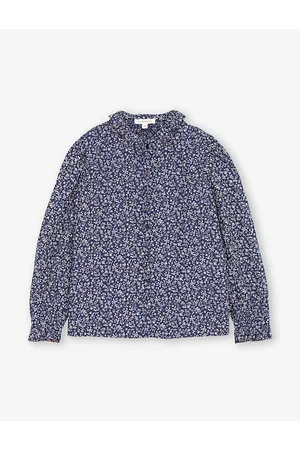 Caramel Madison Floral-print Long-sleeve Cotton Blouse 3-12 Years