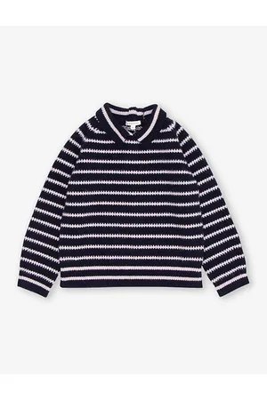 Caramel Veve Stripe-print Collared Merino-wool Jumper 3-12 Years