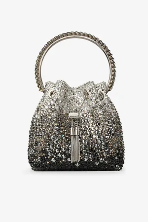 Jimmy Choo Bon Crystal-embellished Satin Top-handle Bag