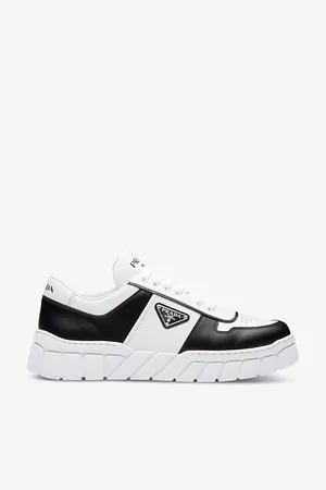 Prada Colour-blocked Brand-plaque Leather Mid-top Platform Trainers