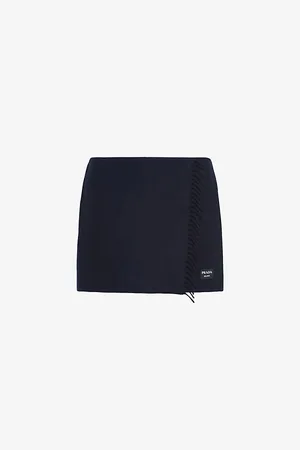 Prada Fringe-trim Wrap Cashmere Mini Skirt