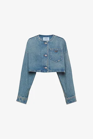 Prada Blouson Brand-plaque Oversized-fit Denim Jacket