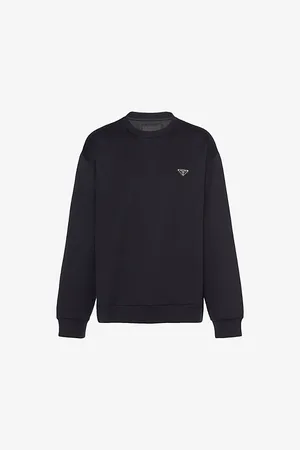 Prada Brand-plaque Boxy-fit Cotton-jersey Sweatshirt