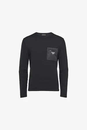 Prada Brand-plaque Patch-pocket Wool Jumper