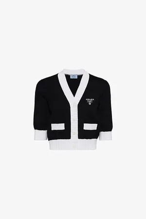 Prada Logo-embroidered Cropped Cotton Cardigan