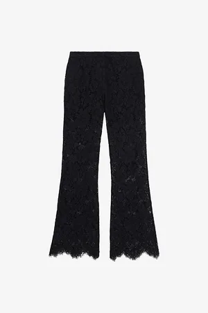 The Kooples Scalloped-trim Flared-leg High-rise Lace Trousers