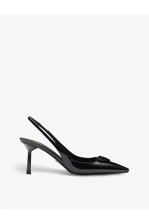 Prada Brand-plaque Slingback Heeled Leather Pumps