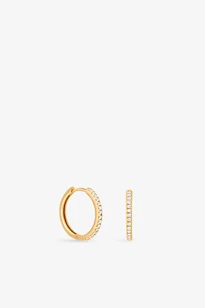 Astrid & Miyu Essential 18ct Yellow -plated Sterling-silver and Cubic Zirconia Hoop Earrings